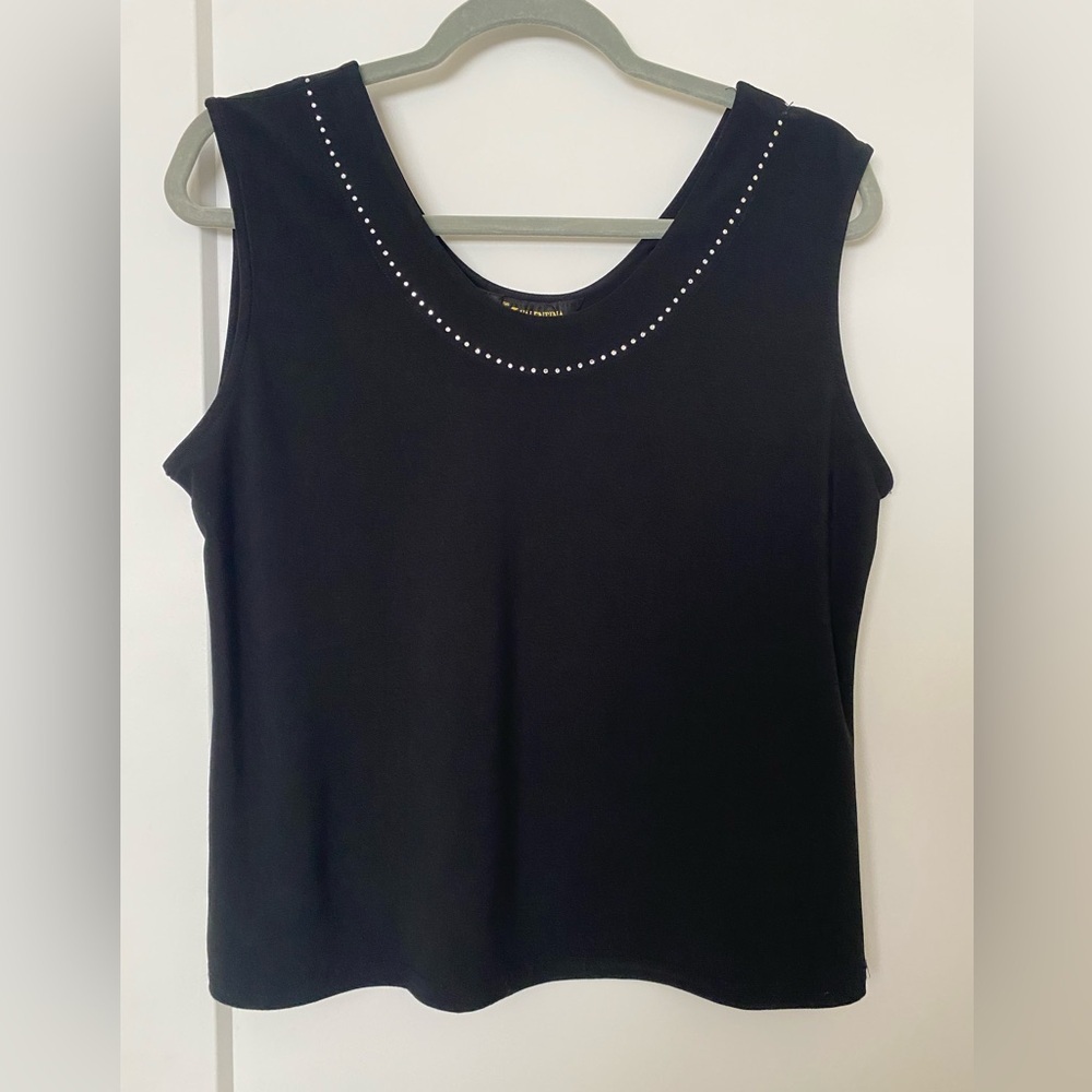 Valentina Black Tank Top with Studded Detail